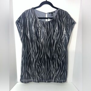 NWT Cable & Gauge Zebra Stripe Sequin Top Blouse Sequence SizeMedium M